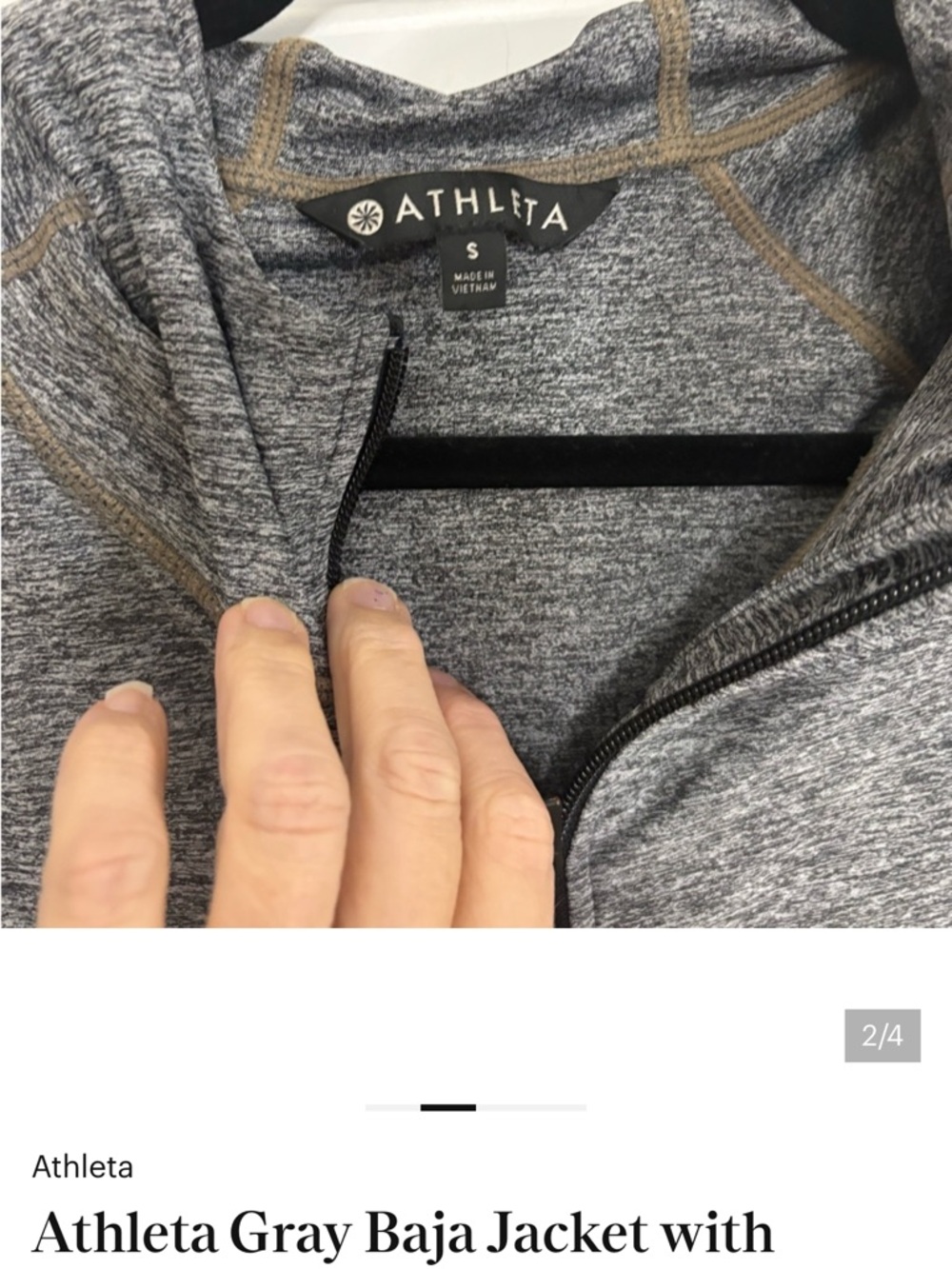 Athleta Heather Gray Baja UPF 50+ Jacket Hooded Full Zip Small - Picture 4 of 4